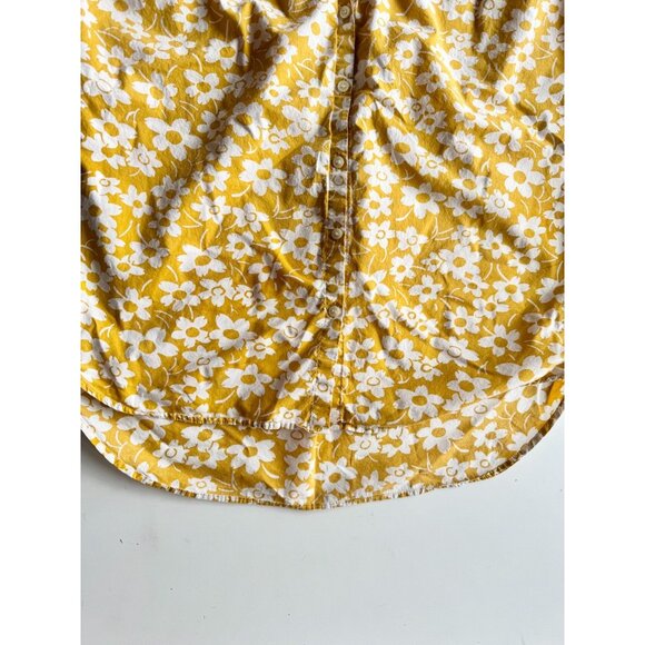 MADEWELL Central Retro Floral Yellow Cotton Voile Oversized Shirt, Size XS - Picture 9 of 13